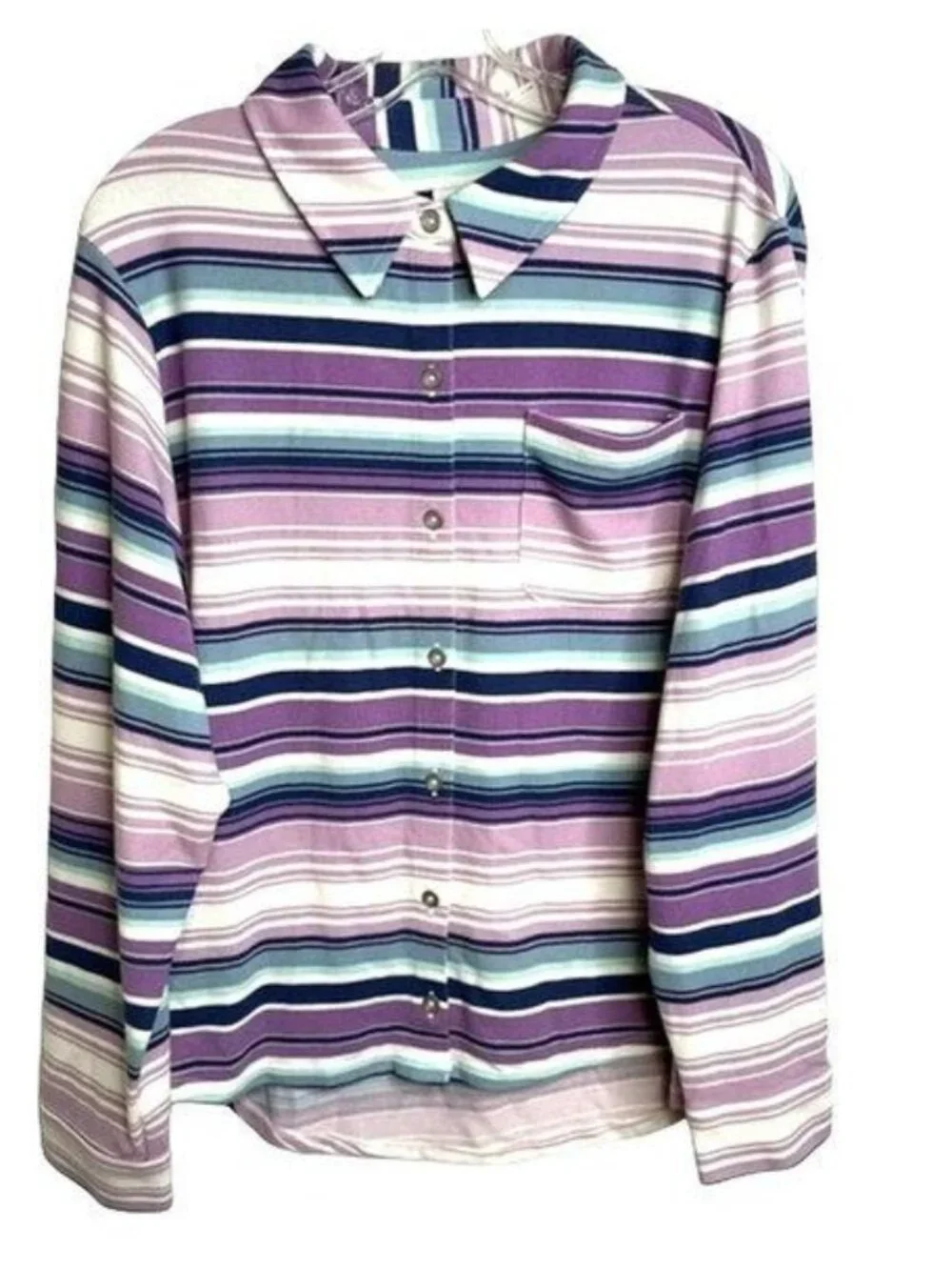 Denim & Co. Printed Heavenly Jersey Button Front Top 1X (4446)